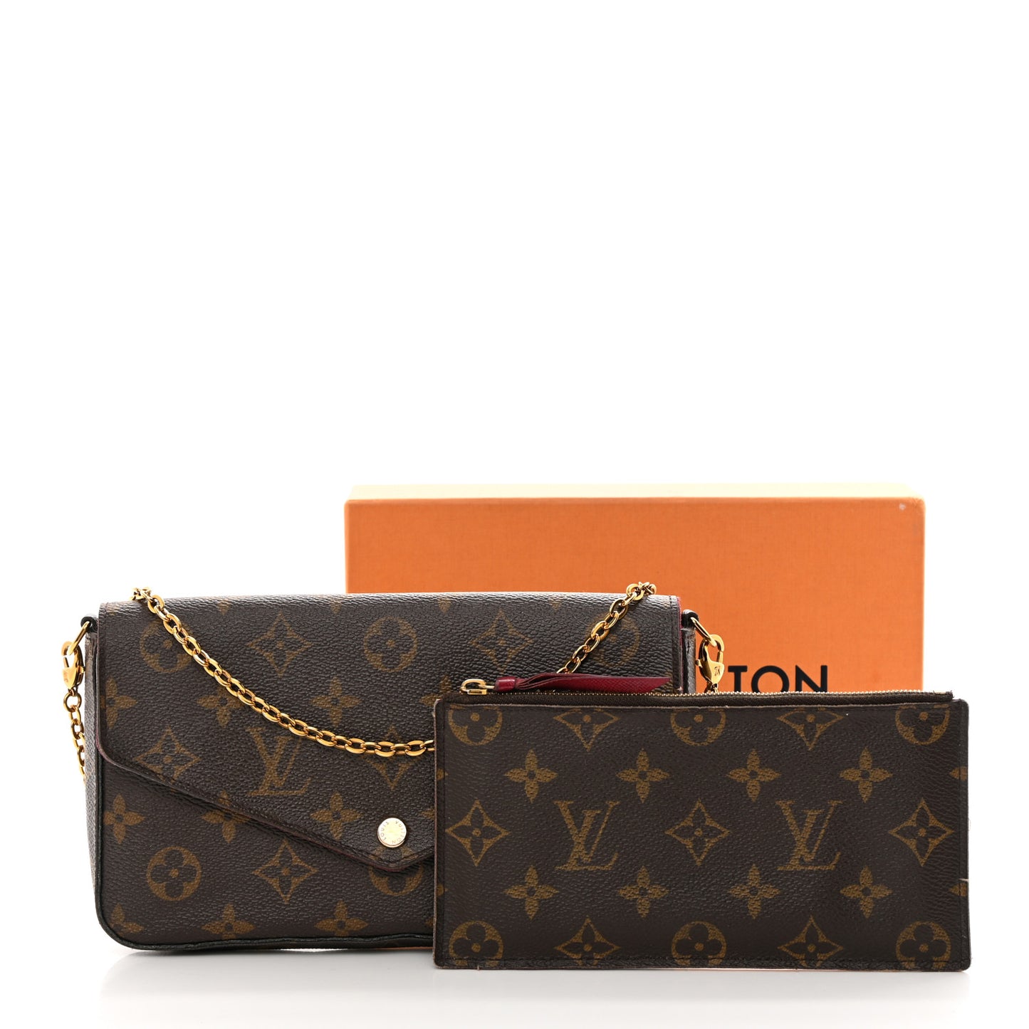 Monogram Pochette Felicie Chain Wallet Fuchsia