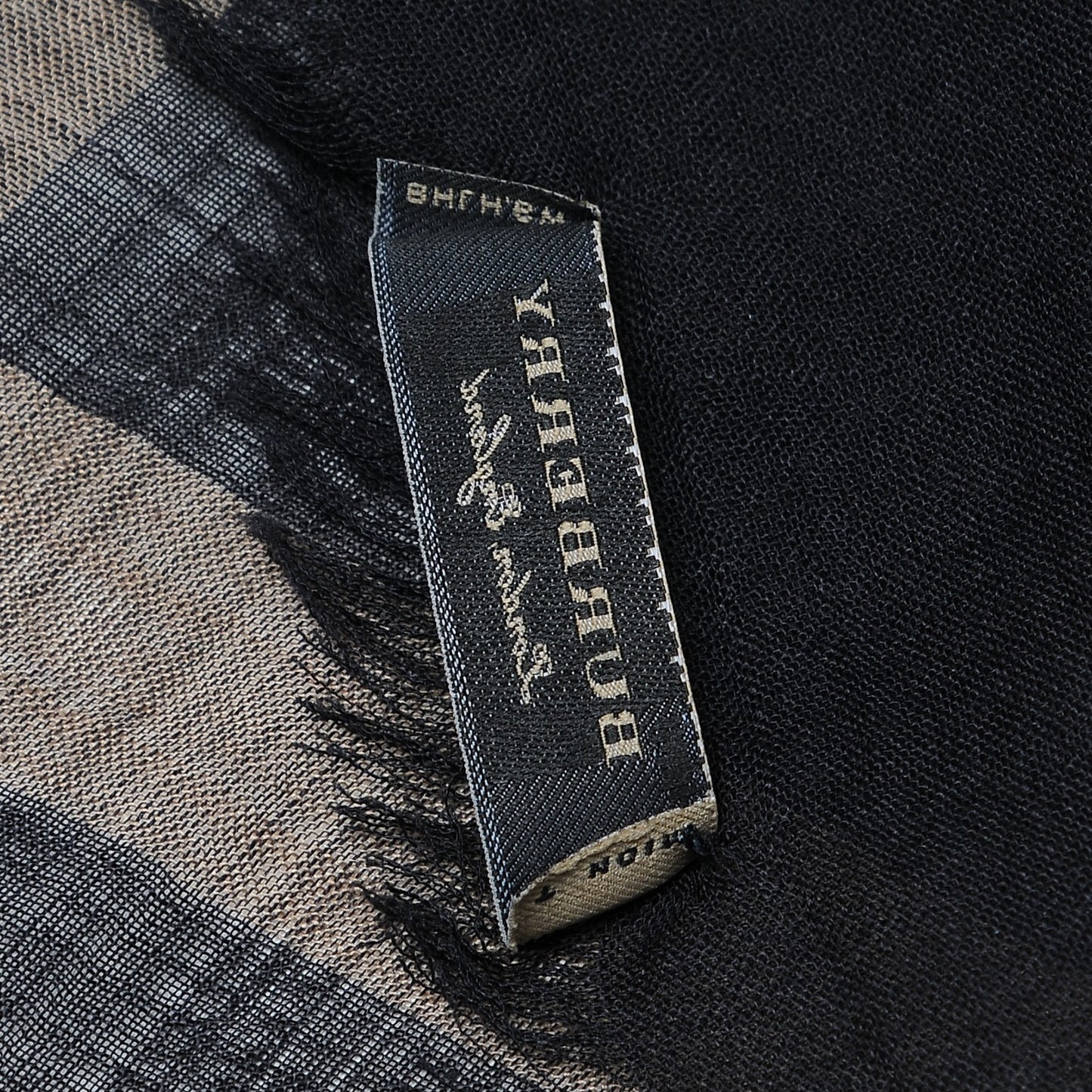 Silk Modal Wool Check Lightweight Scarf Black