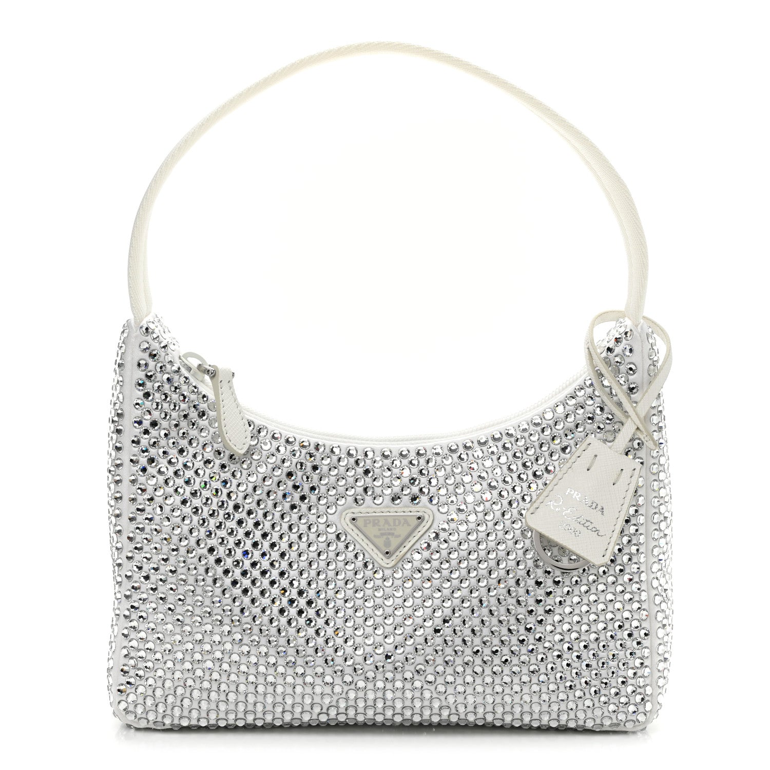 Prada Satin Crystal Mini Re-Edition 2000 Bag White 1 of 11