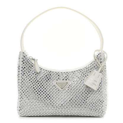 Prada Satin Crystal Mini Re-Edition 2000 Bag White 1 of 11