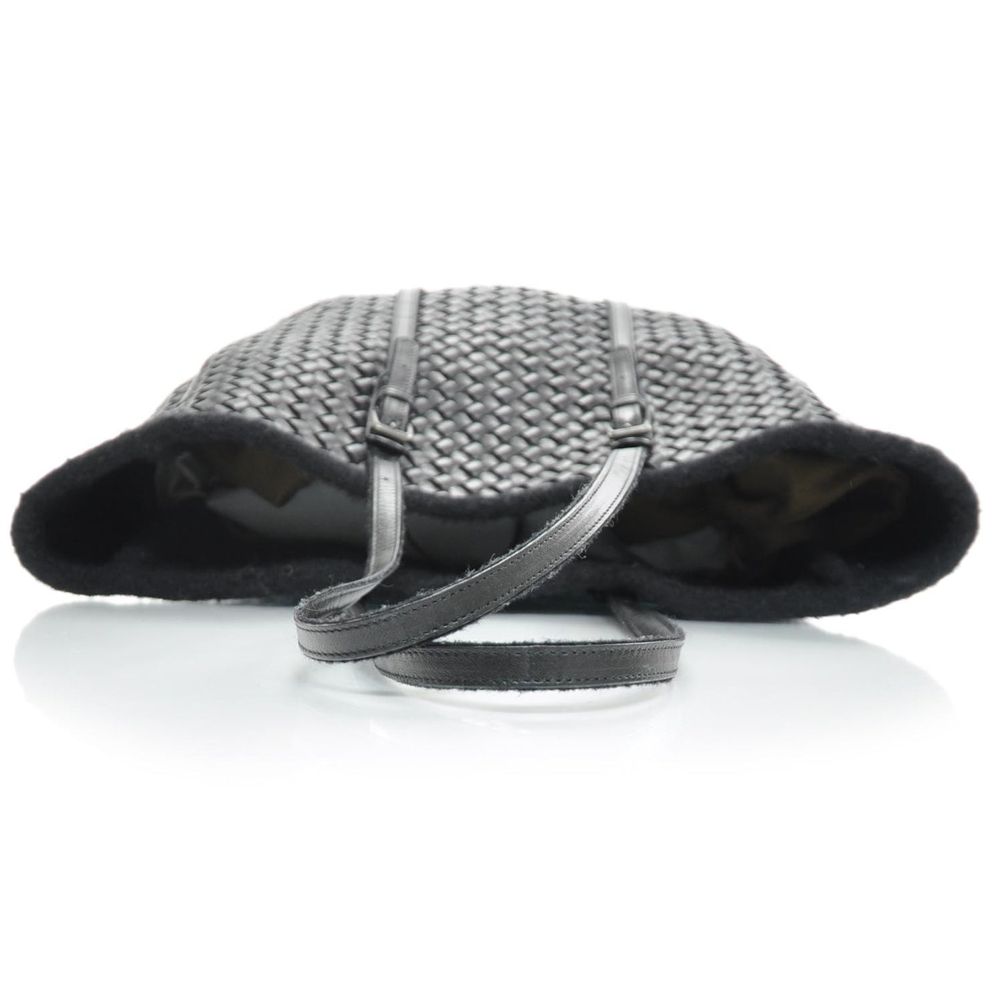 Nappa Intrecciato Wool Detail Tote Nero Black