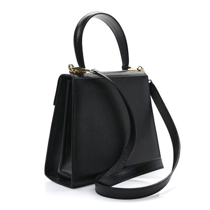 Salvatore Ferragamo Hammered Calfskin Small Iconic Top Handle Bag Black 3 of 8