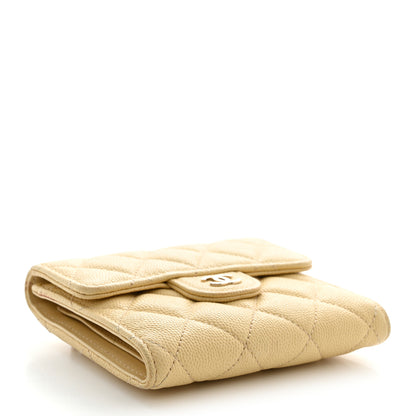 Chanel Caviar Quilted Compact Flap Wallet Yellow 4 of 16