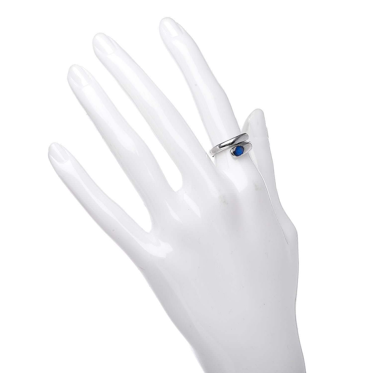 Bulgari 18K White Gold Blue Sapphire Astraea Wrap Ring 49 4.75 2 of 5