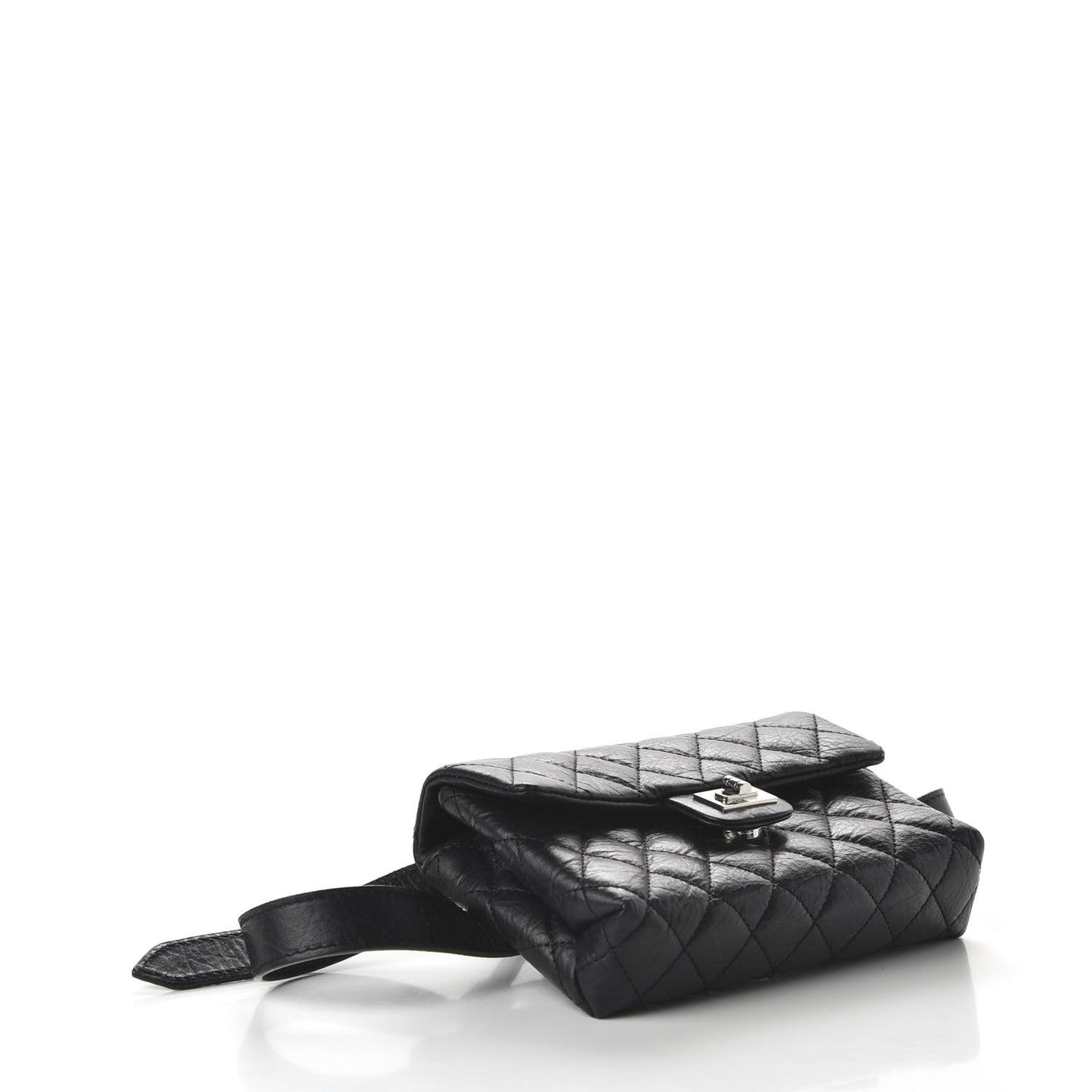 Aged Calfskin Quilted 2.55 Reissue Flap Belt Bag Clutch Black