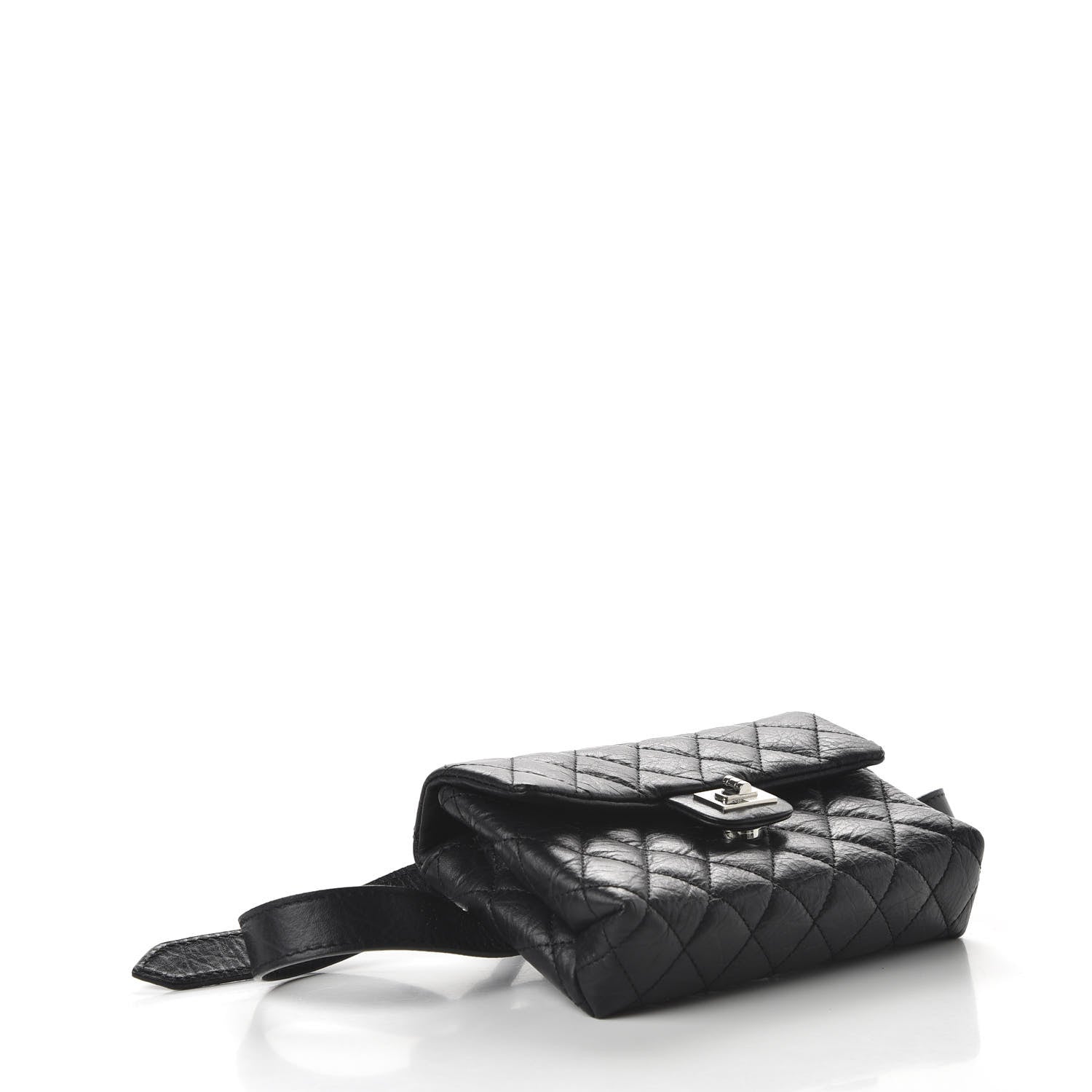 Chanel Aged Calfskin Quilted 2.55 Reissue Flap Belt Bag Clutch Black 4 of 9