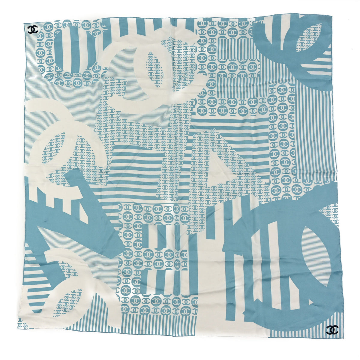 Silk CC Square Scarf Blue Multicolor