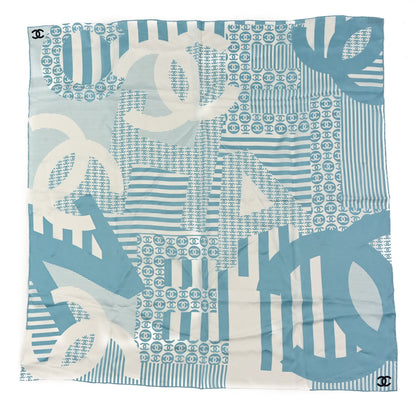 Chanel Silk CC Square Scarf Blue Multicolor 1 of 3