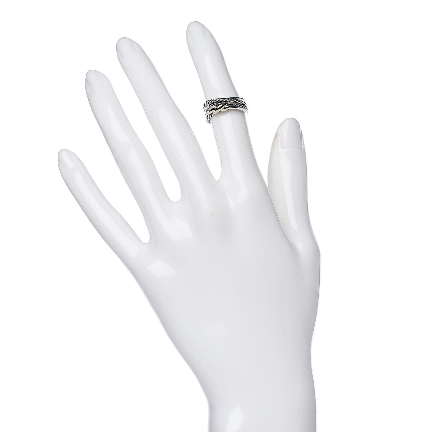 Sterling Silver 18K Yellow Gold 6mm X Crossover Ring 47 4