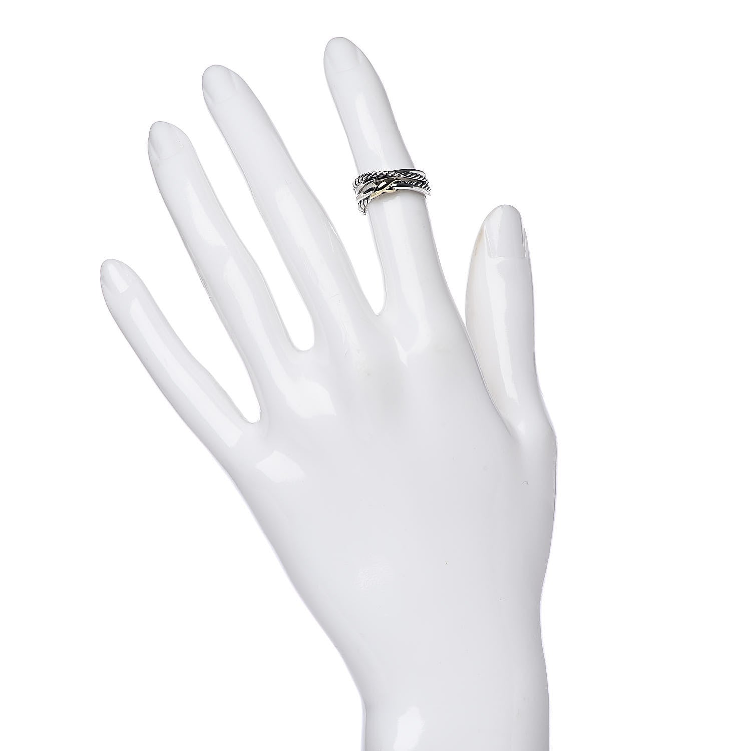 David Yurman Sterling Silver 18K Yellow Gold 6mm X Crossover Ring 47 4 2 of 4