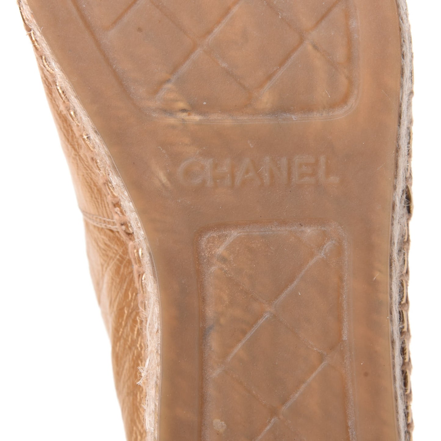 Laminated Lambskin Grosgrain CC Espadrilles 38 Gold Black