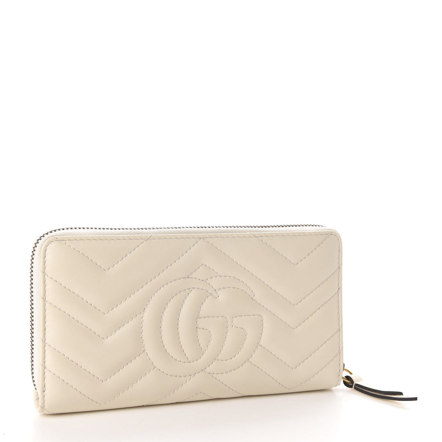 Calfskin Matelasse GG Marmont Zip Around Wallet White
