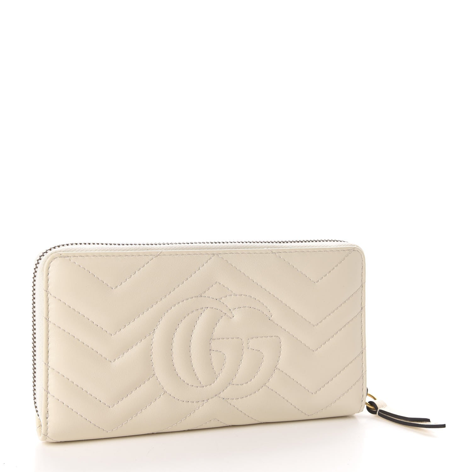 Gucci Calfskin Matelasse GG Marmont Zip Around Wallet White 3 of 8
