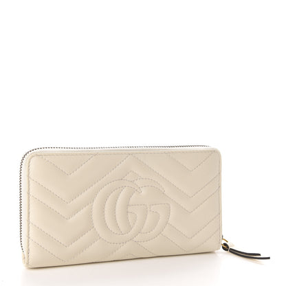 Gucci Calfskin Matelasse GG Marmont Zip Around Wallet White 3 of 8