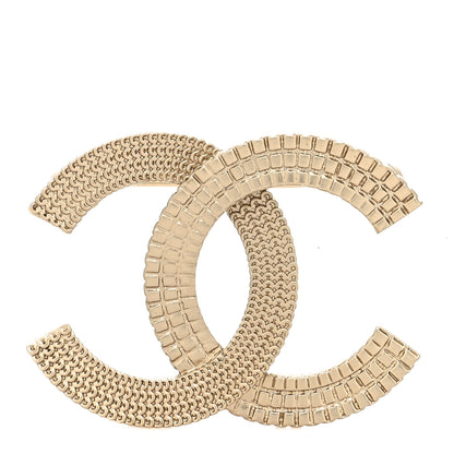 Chanel Metal Chain Quilted CC Brooch Gold 1 of 3