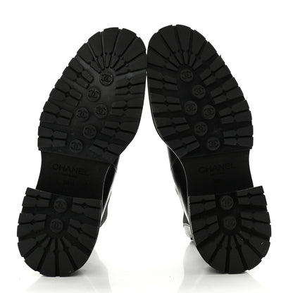 Chanel Calfskin Patent Cap Toe Ankle Boots 36.5 Black 5 of 10