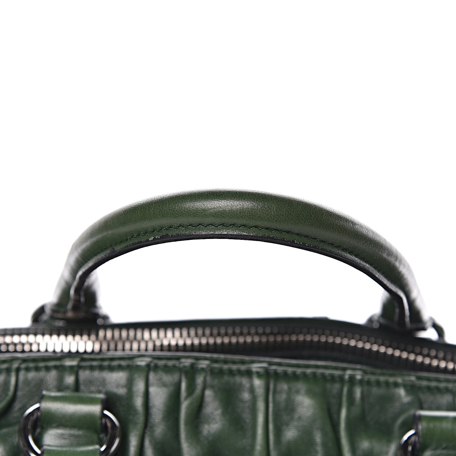 Prada Nappa Gaufre Double Zip Tote Green 19 of 22