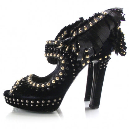 Prada Velvet Studded Mohawk Pumps 38 2 of 6