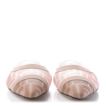 Fendi Technical Mesh FF Colibri Flat Mules 36.5 Rose Nudo 2 of 8