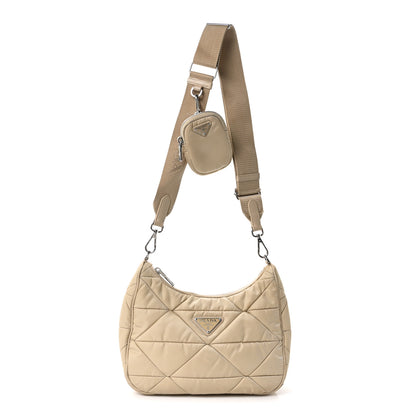 Prada Re-Nylon Triangle Quilted Padded Patchwork System Shoulder Bag Deserto 1 of 10
