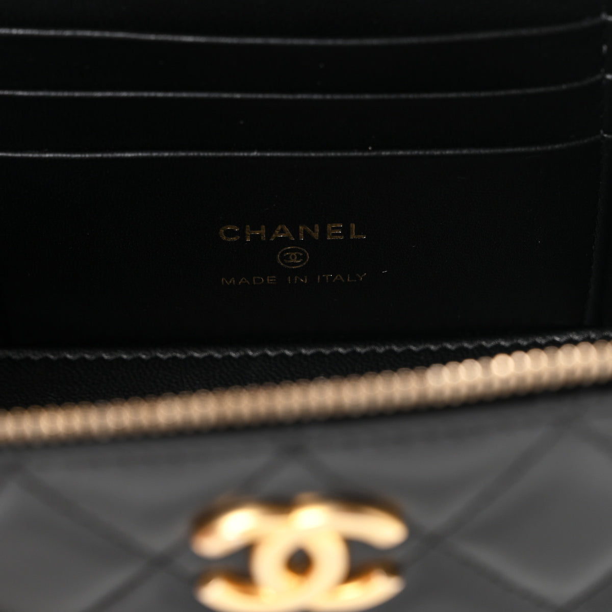 Chanel Shiny Calfskin Quilted Small Top Handle Vanity Case With Chain Black 6 of 11
