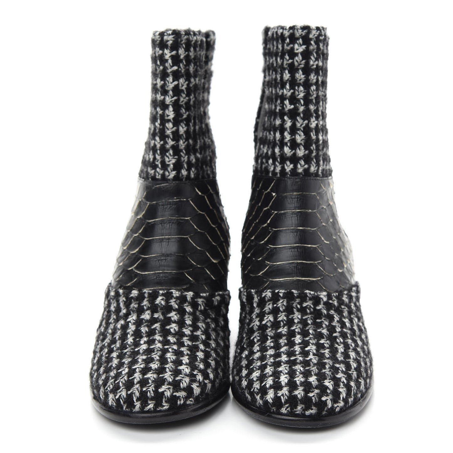 Fantasy Tweed Snakeskin Short Boots 37 Black