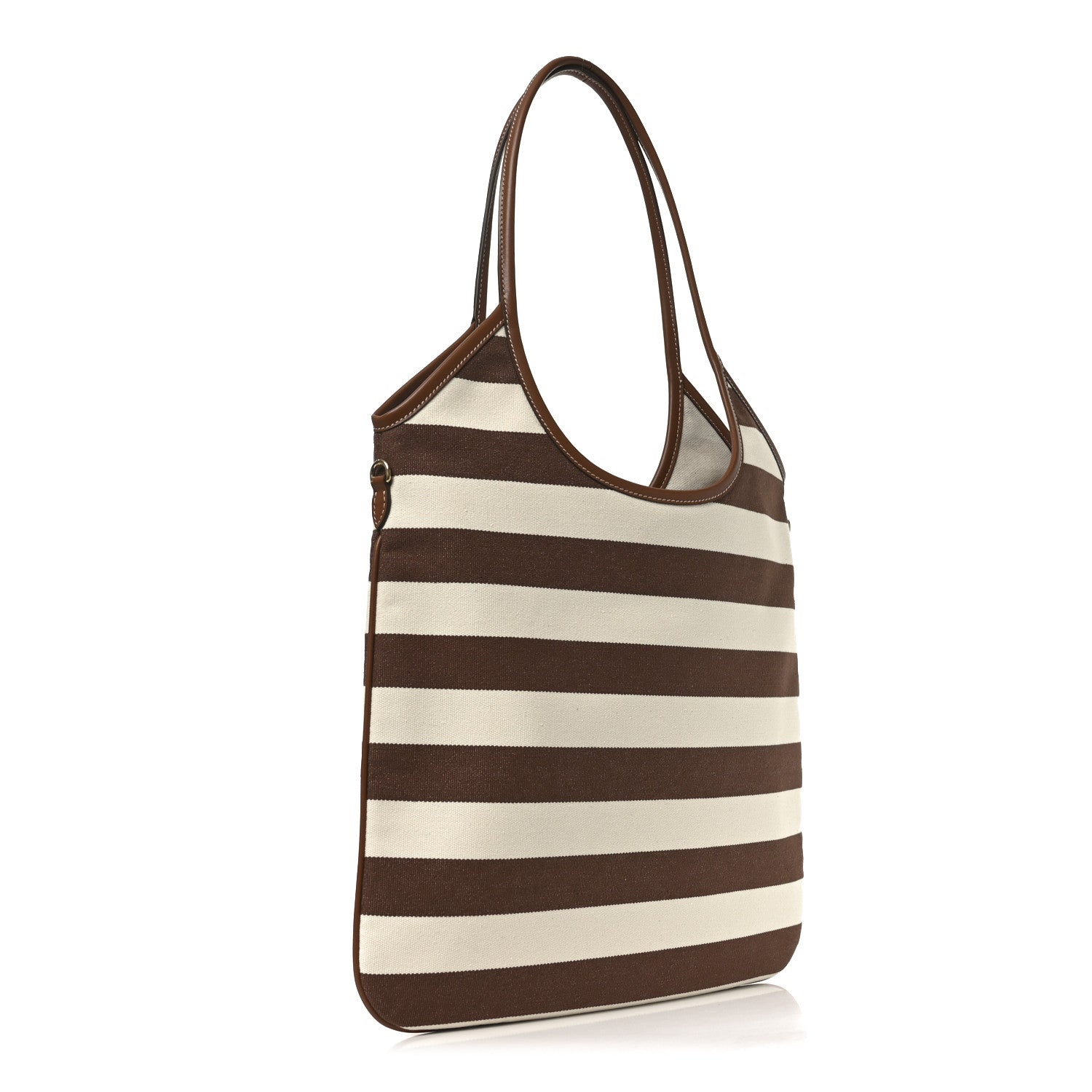 Miu Miu Canvas Calfskin Striped Ivy  Cacao Naturale 3 of 9