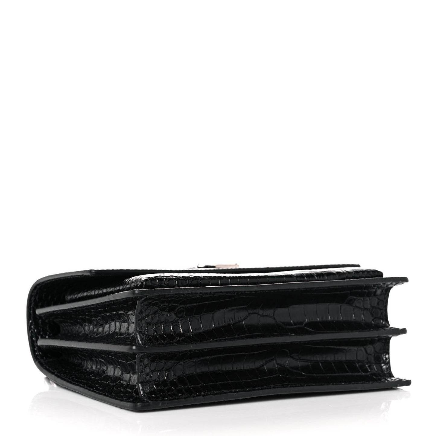 Calfskin Crocodile Embossed Medium Monogram Sunset Black