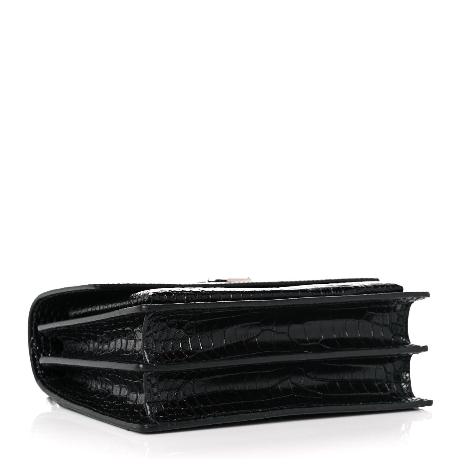 Saint Laurent Calfskin Crocodile Embossed Medium Monogram Sunset Black 4 of 8
