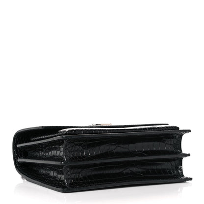Saint Laurent Calfskin Crocodile Embossed Medium Monogram Sunset Black 4 of 8