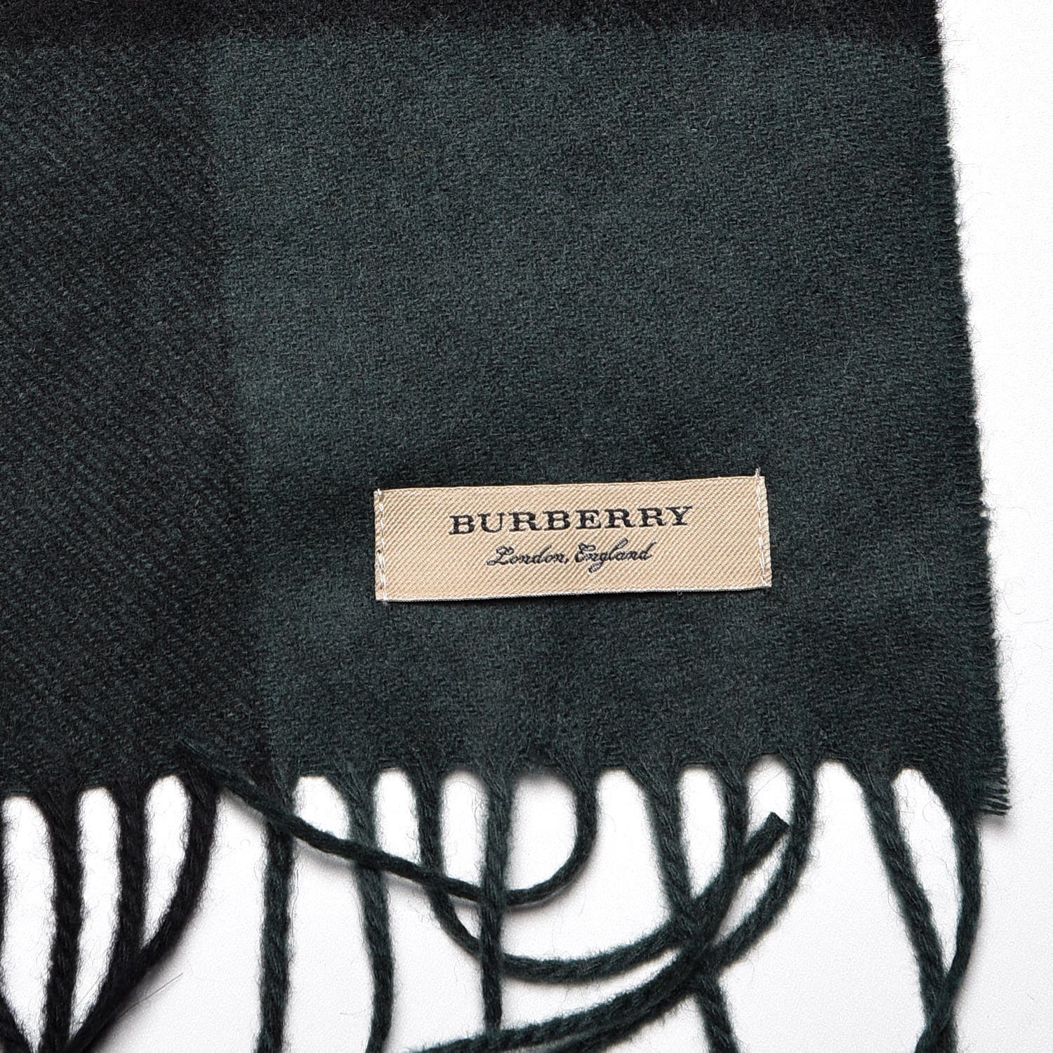 Burberry Cashmere Half Mega Check Fringe Scarf Dark Forest Green 4 of 4