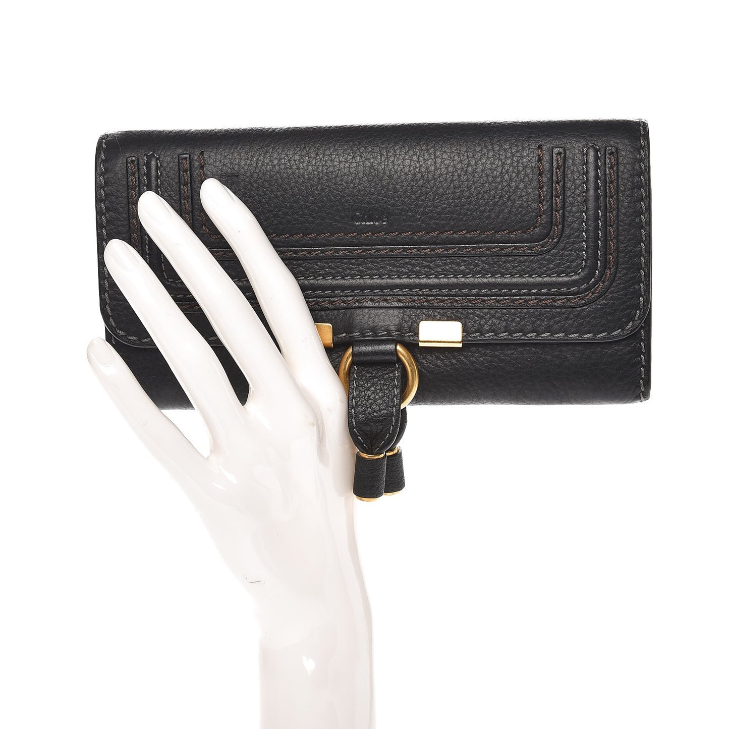 Calfskin Marcie Continental Flap Wallet Black