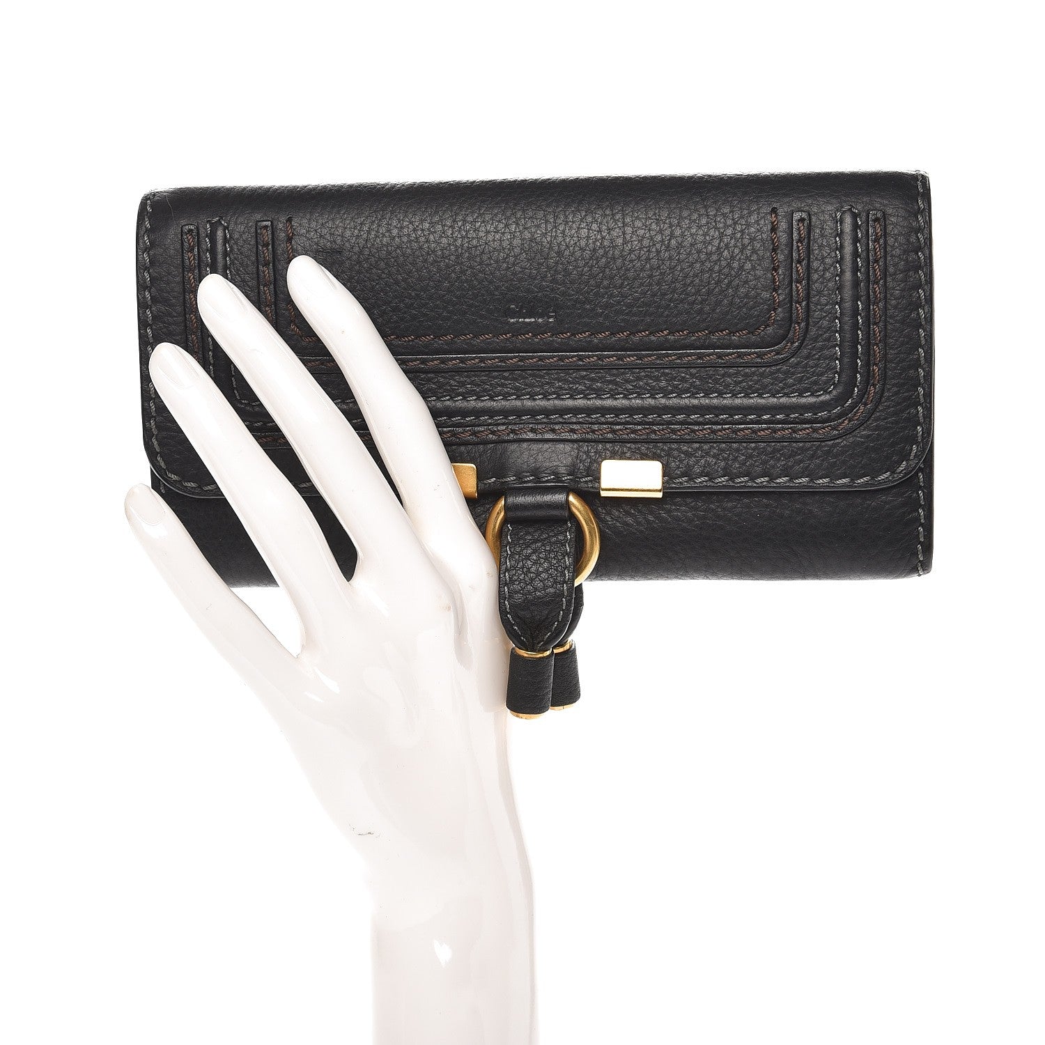 Chloe Calfskin Marcie Continental Flap Wallet Black 2 of 8
