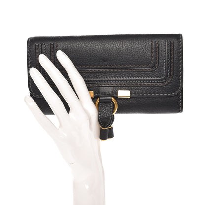 Chloe Calfskin Marcie Continental Flap Wallet Black 2 of 8