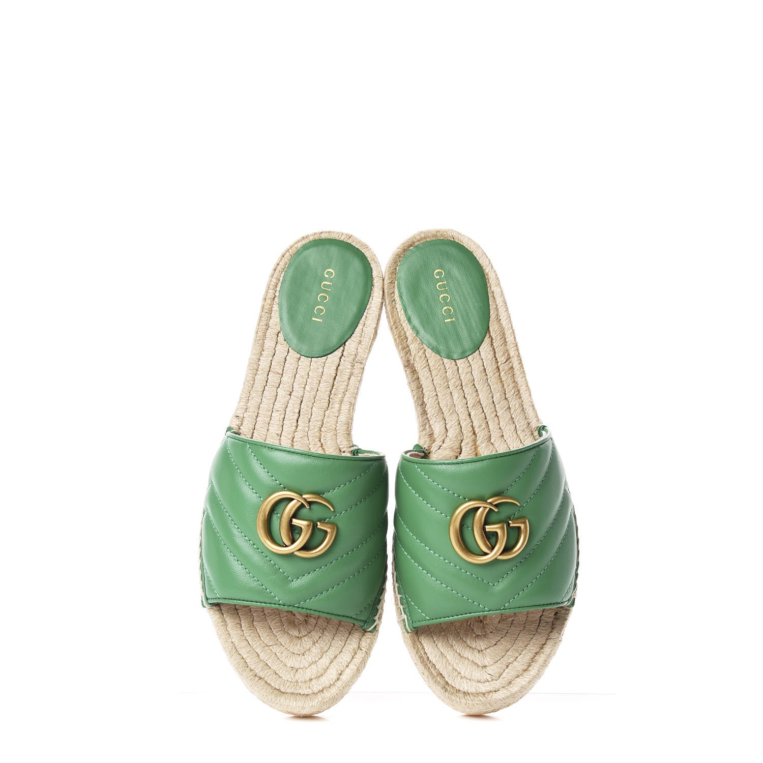Gucci Nappa Matelasse GG Marmont Espadrille Slide Sandals 38 New Shamarock 5 of 9