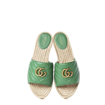 Gucci Nappa Matelasse GG Marmont Espadrille Slide Sandals 38 New Shamarock 5 of 9