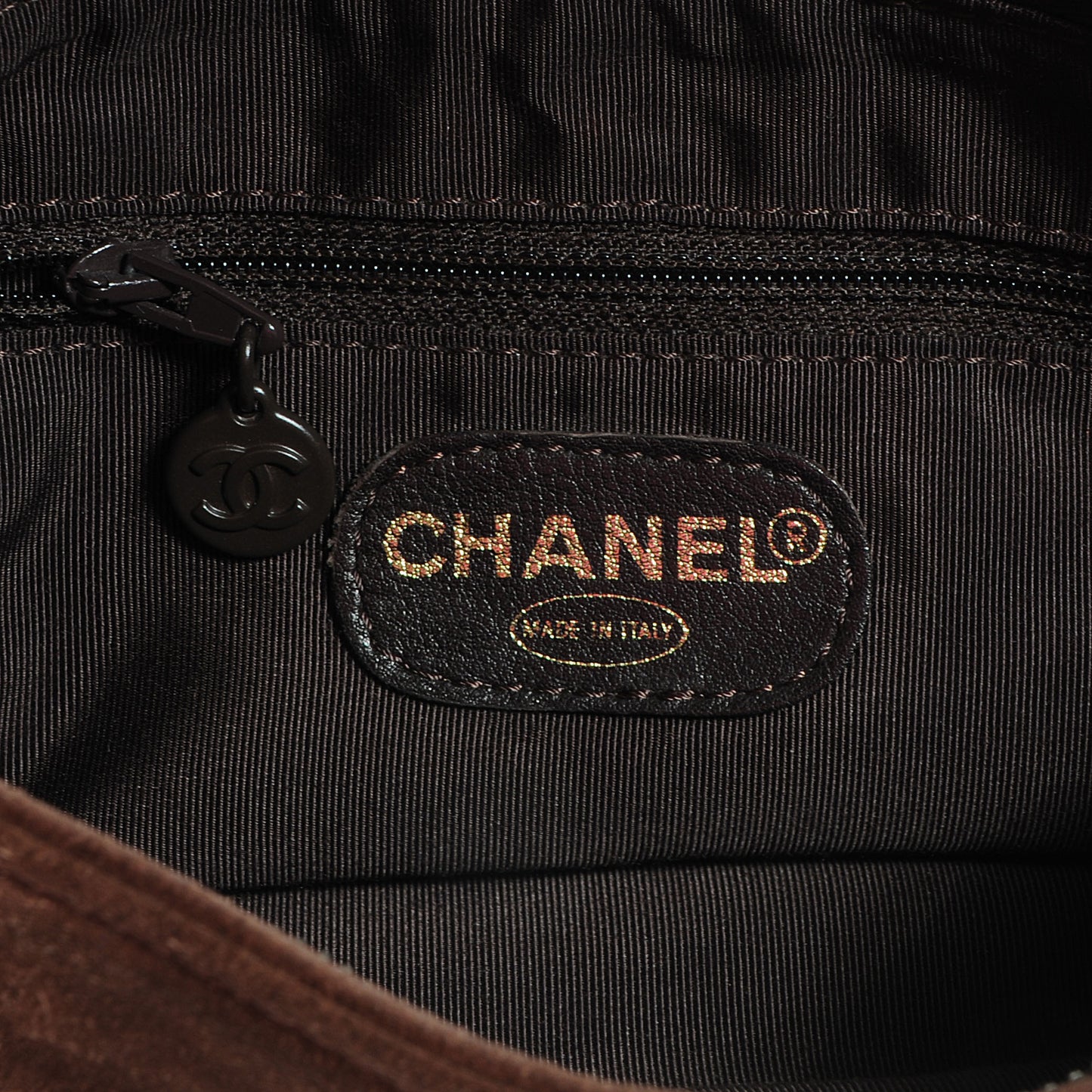 Suede Bekko Chain CC Shopping Tote Dark Brown