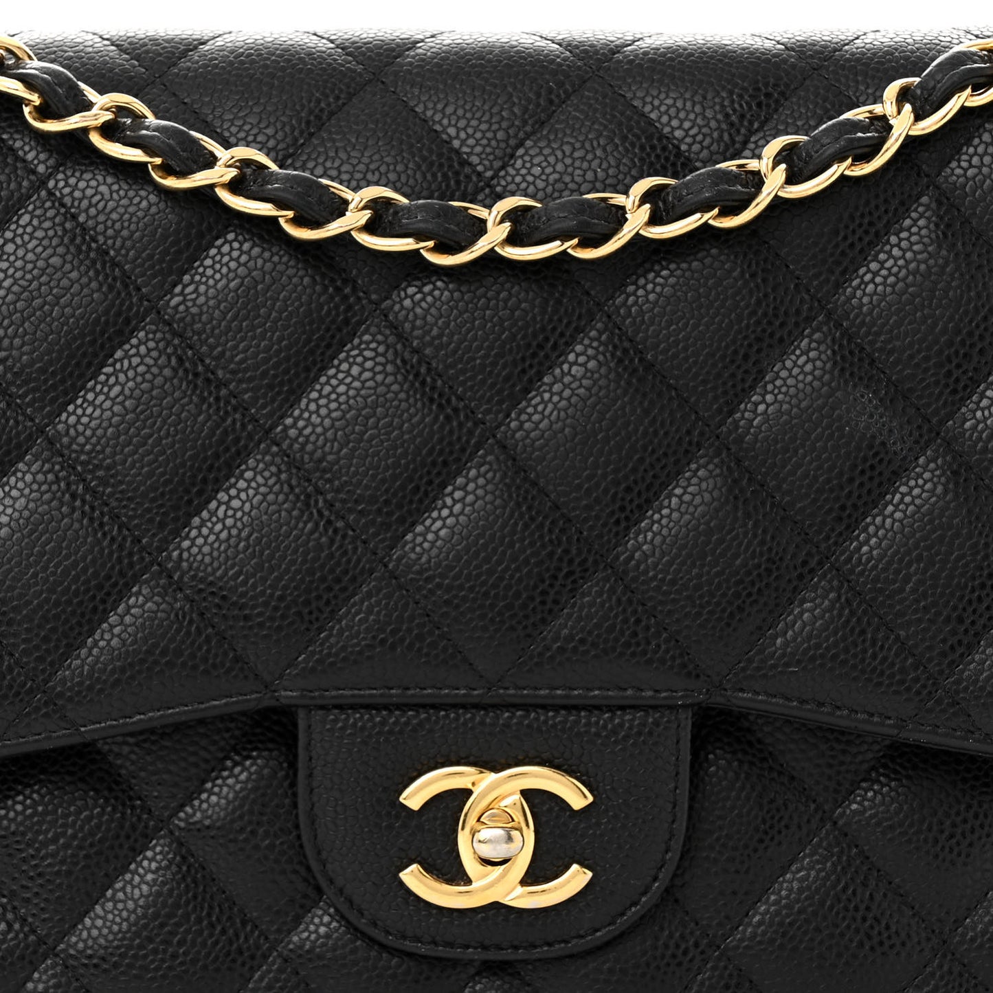Caviar Quilted Jumbo Double Flap Black