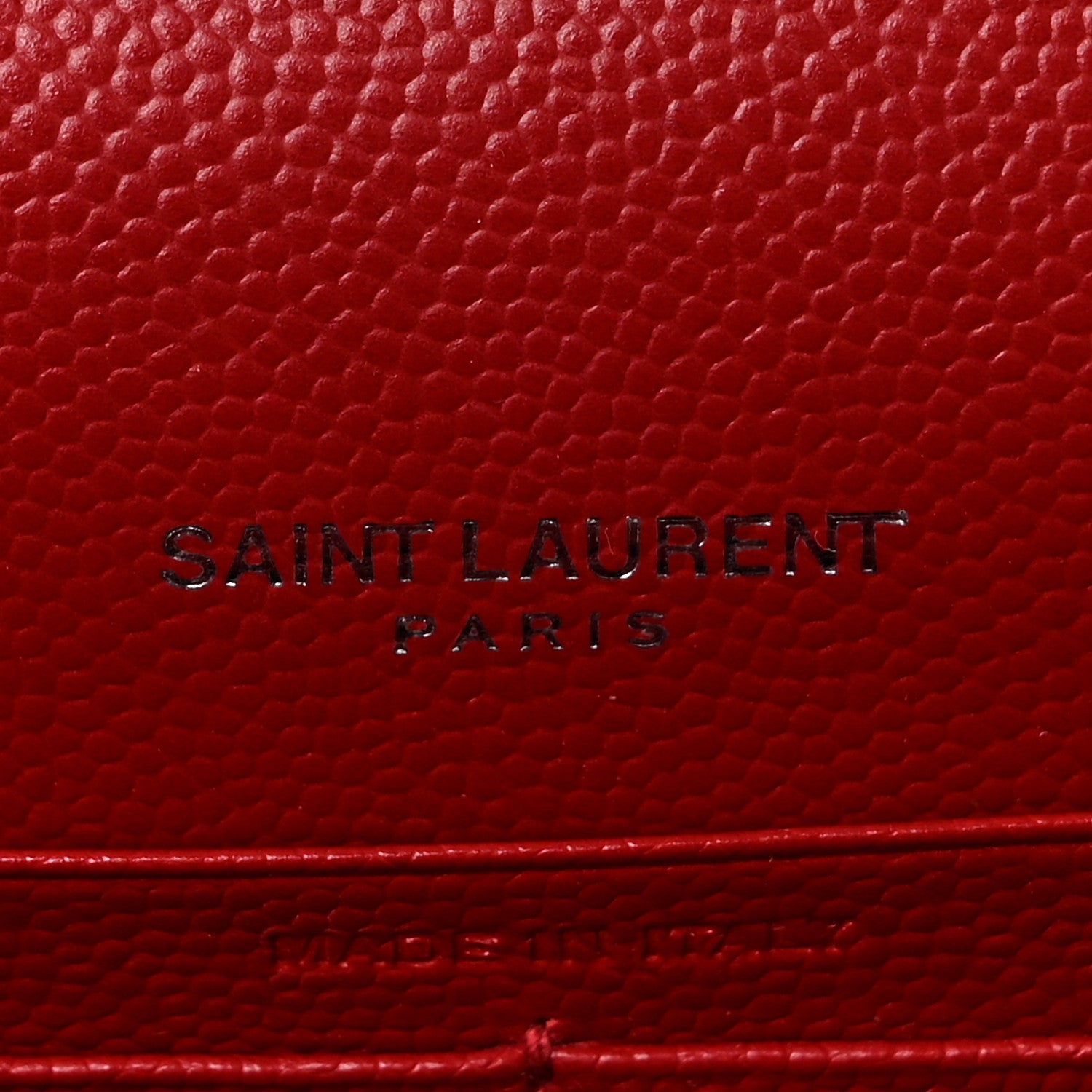 Saint Laurent Grain De Poudre Matelasse Chevron Monogram Envelope Chain Wallet New Red 6 of 12
