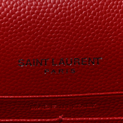 Saint Laurent Grain De Poudre Matelasse Chevron Monogram Envelope Chain Wallet New Red 6 of 12