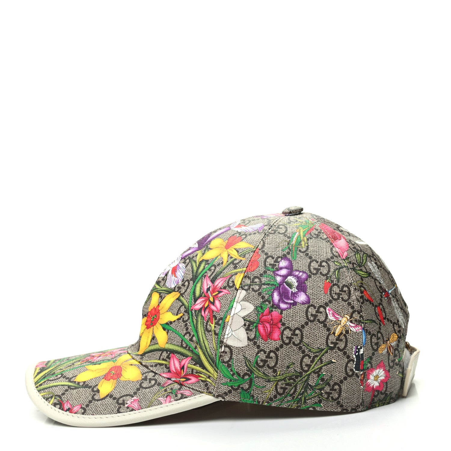 Gucci GG Supreme Flora Claudia Baseball Hat 56 S White 3 of 8