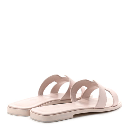 Hermes Box Calfskin Oran Sandals 37.5 Rose Pale 4 of 8