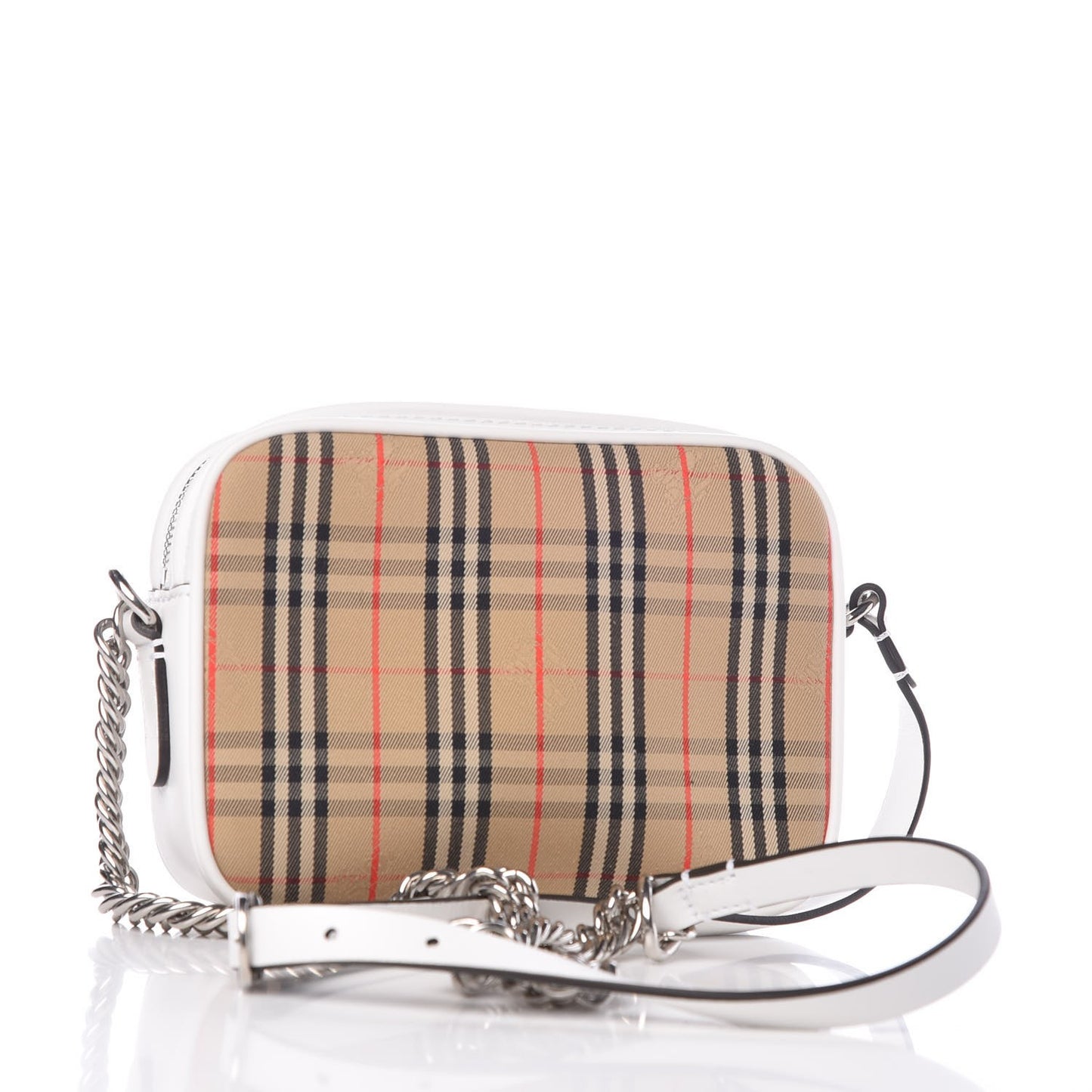 Smooth Calfskin 1983 Knight Check Link Camera Bag Chalk White