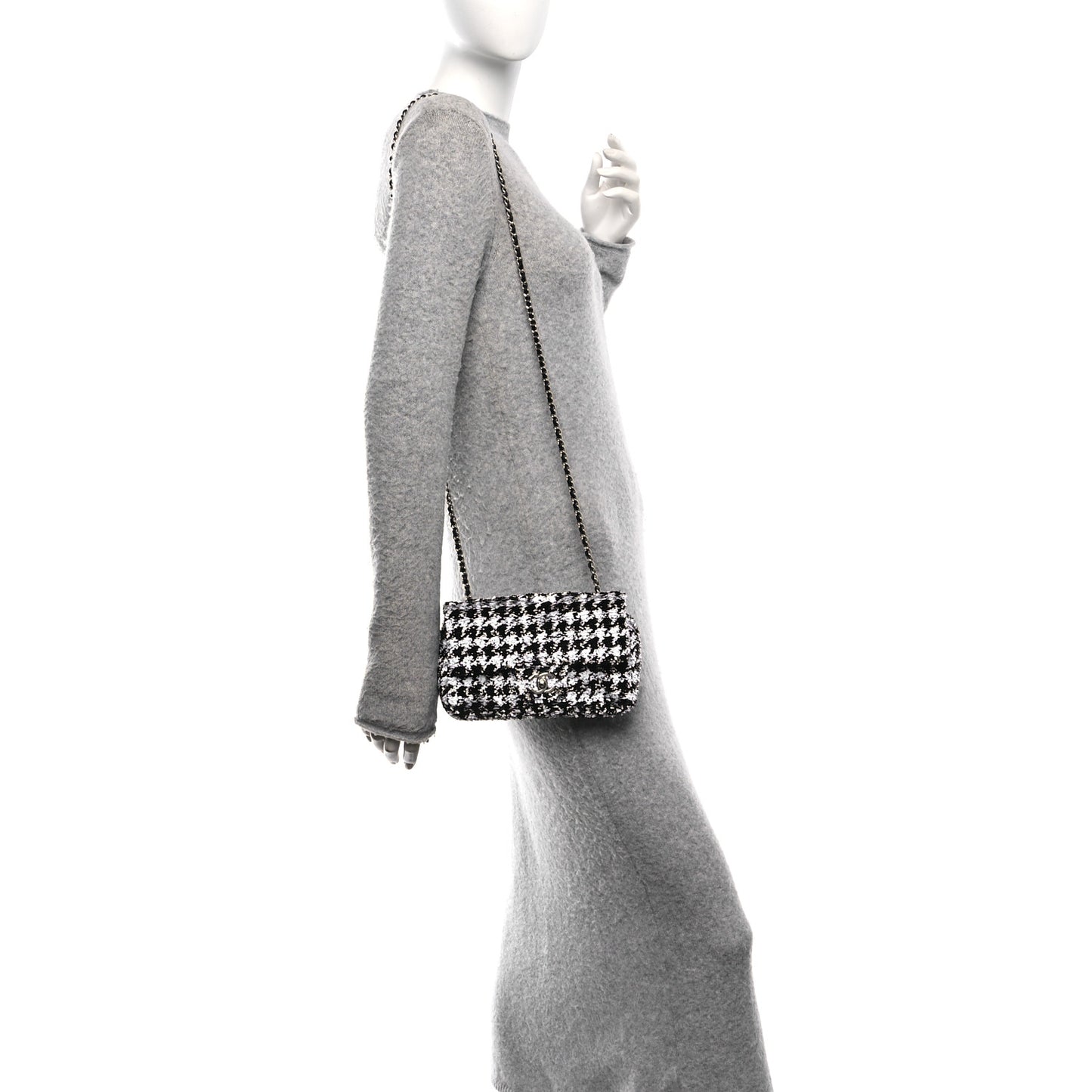 Sequin Houndstooth Small Flap Black White