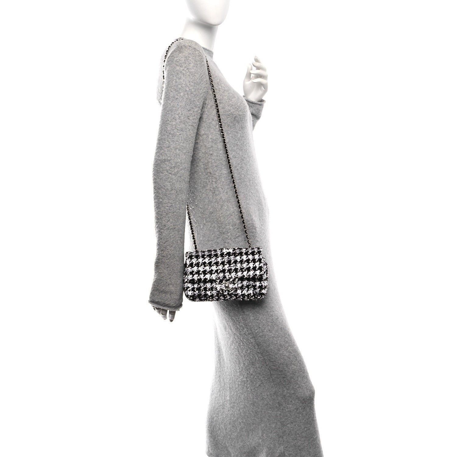 Chanel Sequin Houndstooth Small Flap Black White 2 of 12