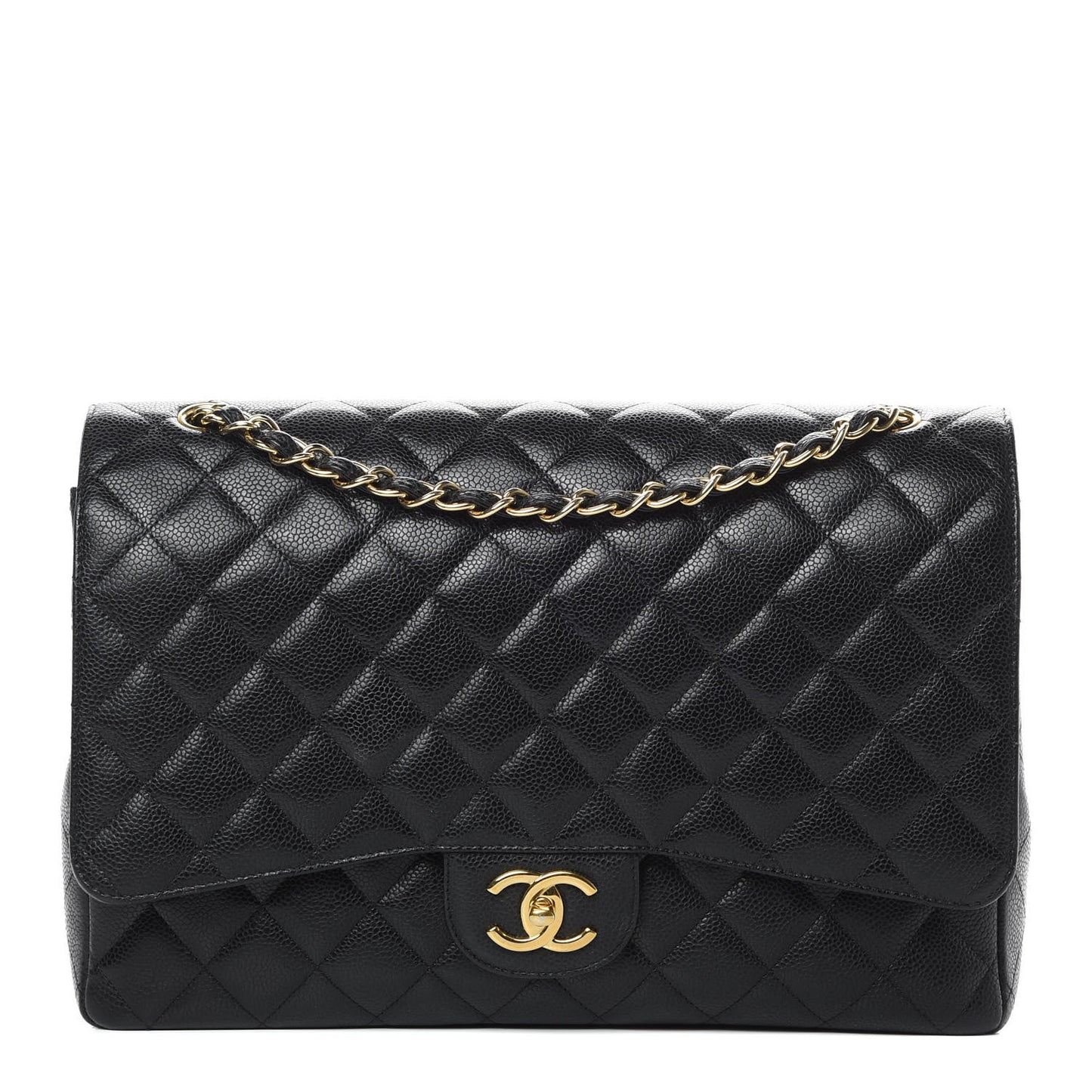 Caviar Quilted Maxi Double Flap Black