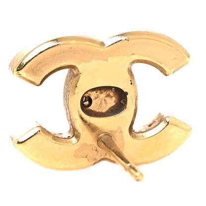 Chanel Matte Metal Crystal CC Earrings Gold 4 of 5