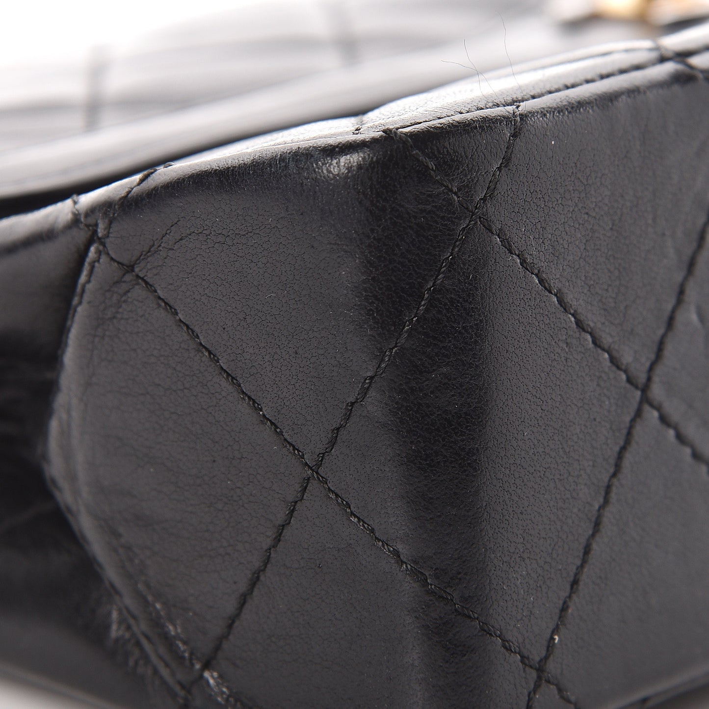 Lambskin Quilted Medium Double Flap Black