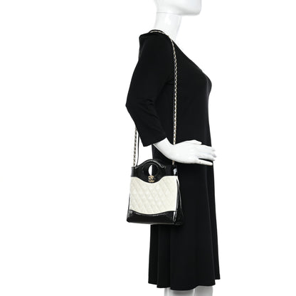 Chanel Patent Calfskin Quilted Mini 31 Shopping Bag White Black 2 of 11
