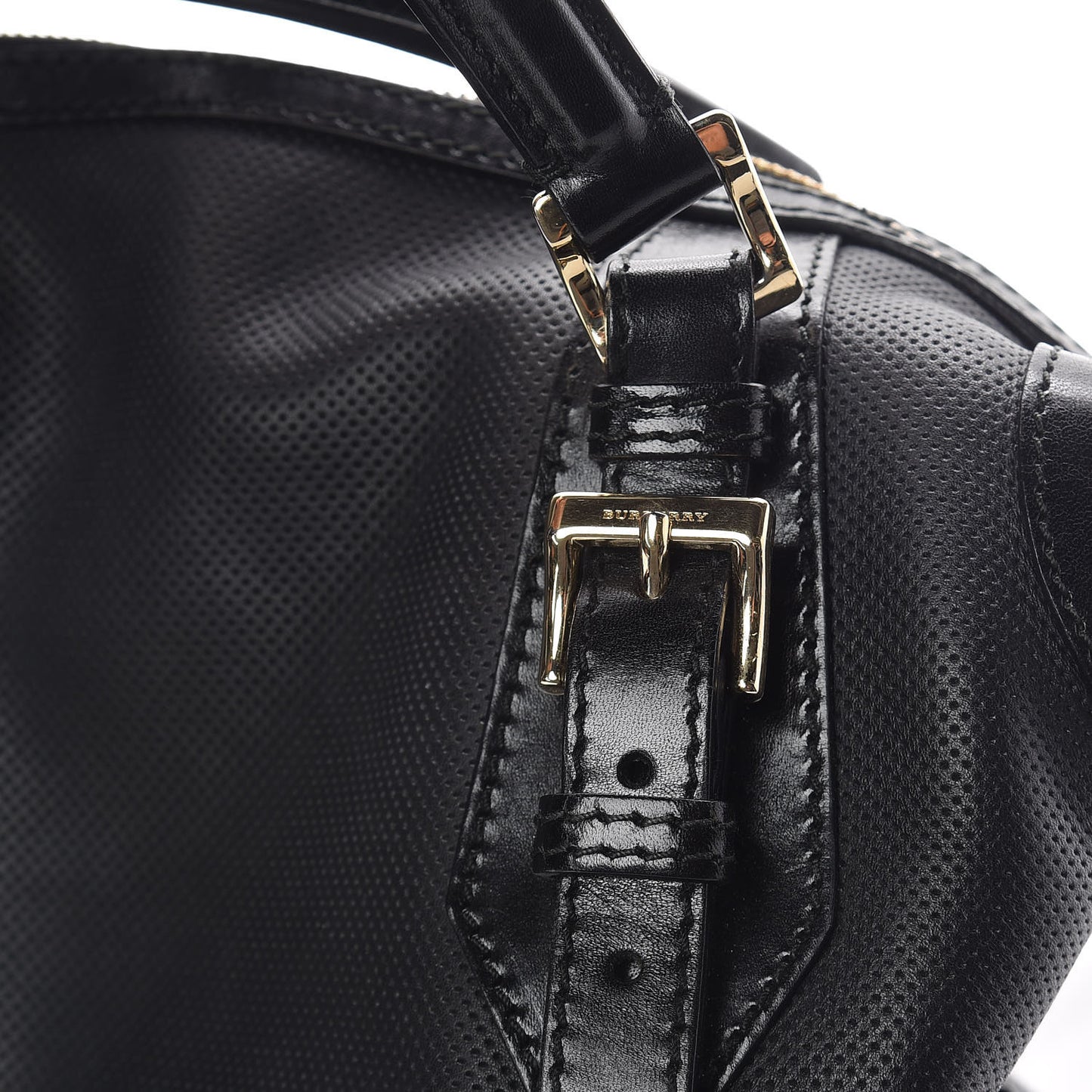 Calfskin Perforated Ellers Satchel Black